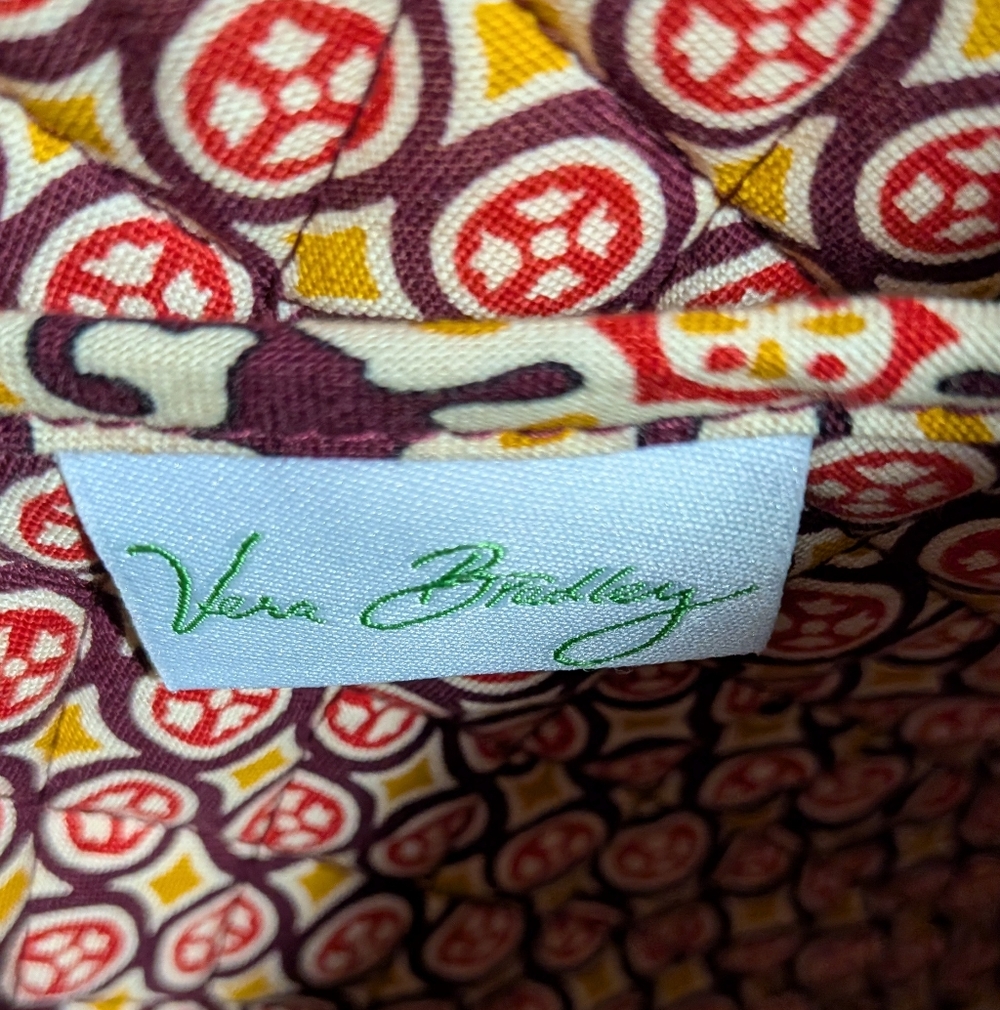 Vera Bradley Villager Burgundy Medallion Quilted Tote Bag - Picture 2 of 16